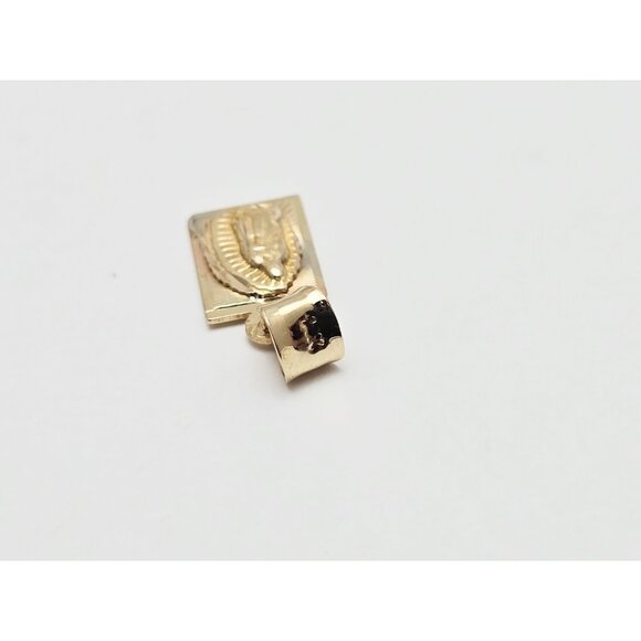 Unique 14K Karat Solid Yellow Gold Religious Rectangle Saint Mary Charm Pendant - Picture 7 of 12